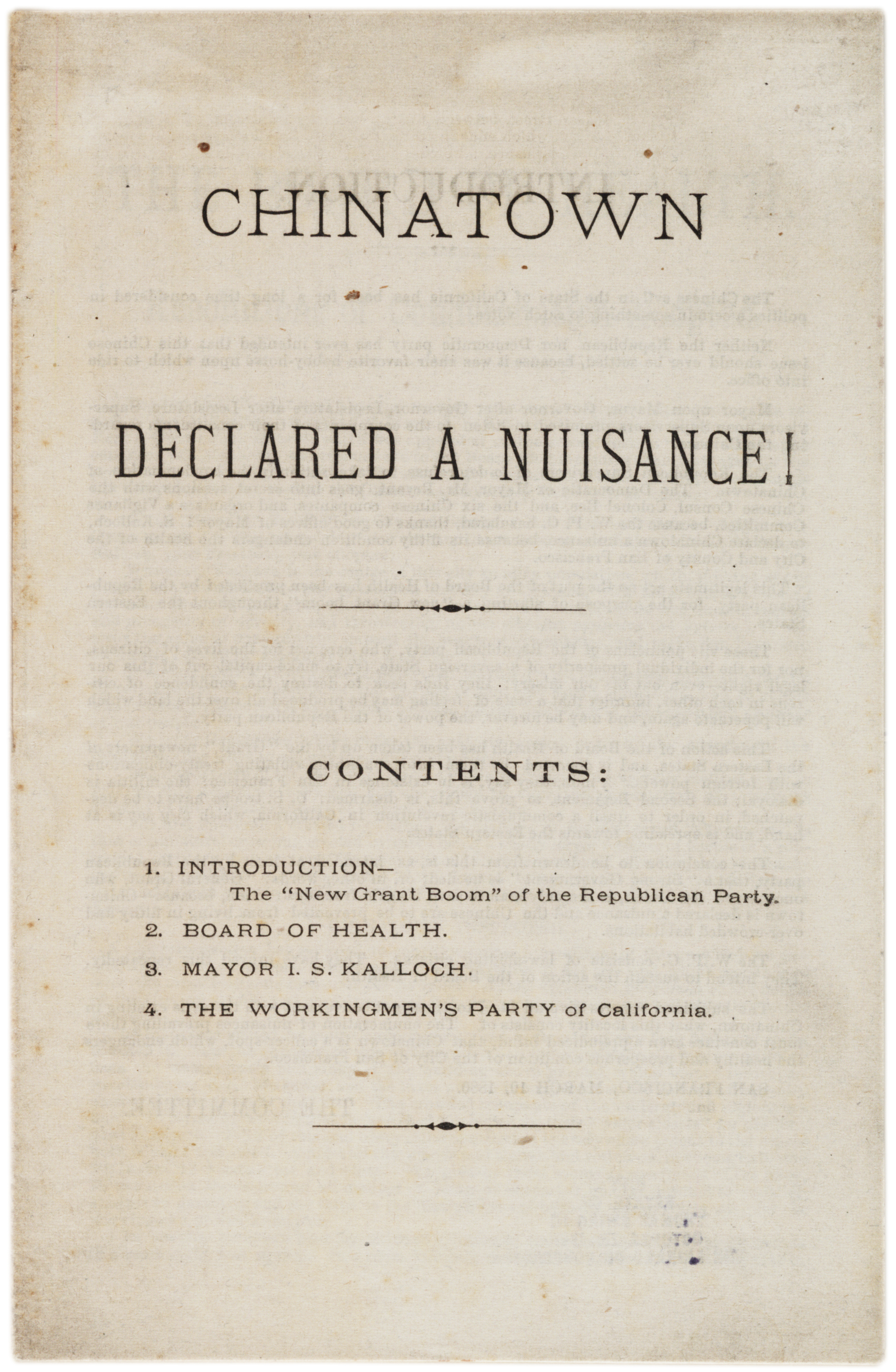"Chinatown Declared a Nuisance!" by the Workingmen's Party of California, 1880. (Gilder Lehrman Institute, GLC06232.03)