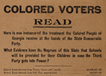 Democratic Party campaign broadside aimed at winning African American voters in Georgia, 1894. (Gilder Lehrman Collection) Color Voters Read, broadside, 1894. (GLC09000)