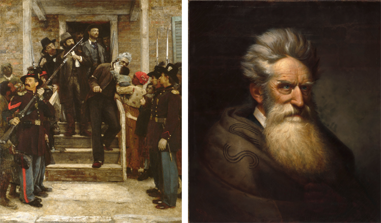 Left: The Last Moments of John Brown, by Thomas Hovenden (Metropolitan Museum of Art); Right: John Brown, by Ole Peter Hansen Balling (National Portrait Gallery)