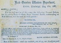 General Orders 44 issued by P. G. T. Beauregard, May 19, 1862. (Gilder Lehrman Collection) P. G. T. Beauregard, General Orders 44, May 19, 1862. (GLC00666)