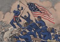 Charge of the Massachusetts 54th, Currier & Ives, 1863. (GLC) Charge of the Massachusetts 54th, Currier & Ives, 1863. (GLC)