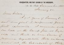 William T. Sherman to James H. Wilson, January 21, 1865. (Gilder Lehrman Collection) William T. Sherman to James H. Wilson, January 21, 1865. (GLC02947)
