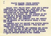 Dow Jones News Service ticker tape from the day John F. Kennedy was assassinated, November 22, 1963. (Gilder Lehrman Collection) Dow Jones News Service ticker tape from the day John F. Kennedy was assassinate