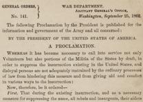 Abraham Lincoln, General Orders No. 141, September 25, 1862 (Gilder Lehrman Collection) Abraham Lincoln, General Orders No. 141, September 25, 1862 (GLC06099)