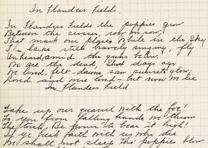 A page from WWI nurse Ella Osborn’s diary in which she wrote out the poem “In Flanders Fields,” July 29, 1918 (Gilder Lehrman Collection)