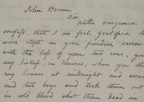 Mahala Doyle to John Brown, November 20, 1859. (Gilder Lehrman Collection) Mahala Doyle to John Brown, November 20, 1859. (GLC07590)
