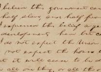 Fragment of Lincoln’s “House Divided” speech, ca. 1857. (Gilder Lehrman Collection) Fragment of Lincoln’s “House Divided” speech, ca. 1857. (GLC02533)