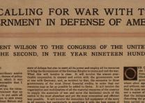 Woodrow Wilson’s Message Calling for War, April 2, 1917. (Gilder Lehrman Collection)