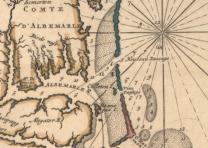 Detail from a seventeenth-century map showing the waters off Cape Hatteras. (Gilder Lehrman Collection)