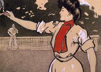 “Woman and Man Playing Tennis,” by Edward Penfield, watercolor, 1902. (Library of Congress Prints and Photographs Division) “Woman and Man Playing Tennis,” by Edward Penfield, 1902. (LC-USZC4-2922)