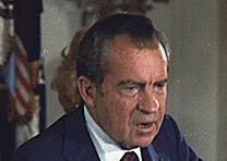 Richard Nixon on the day of his resignation, August 9, 1974, with his daughter and son-in-law, Edward and Tricia Cox. (National Archives and Records Administration) Richard Nixon on the day of his resignation, August 9, 1974. (NARA ARC Id 194597