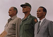President Lyndon B. Johnson in Vietnam, 1966. (National Archives and Records Administration)