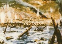 Omaha Beach, France: Joseph Gary Sheahan, 1944, Courtesy of the US Army. Omaha Beach, France, by Joseph Gary Sheahan, 1944. (US Army)