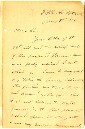 Ulysses S. Grant to Nathan Appleton, January 7, 1881 (Gilder Lehrman Collection)