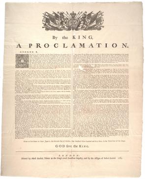 King George III, Proclamation of 1763, 1763. (Gilder Lehrman Collection)