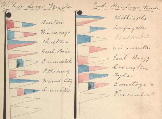 Identification pennants of the Mississippi Squadron, ca. 1864. (Gilder Lehrman Collection)