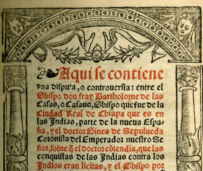 Detail from a title page (16th century print matter) with alternating lines of black and red ink