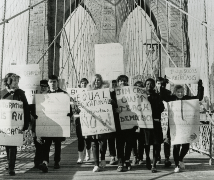 Student Protesters on the Brooklyn Bridge