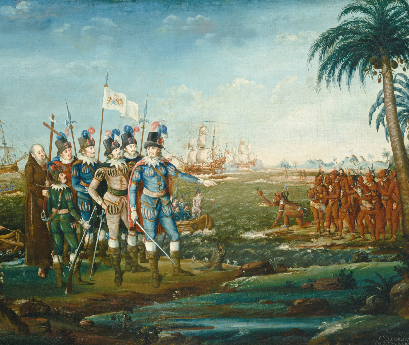 Early 19th-century painting depicting the landing of Columbus