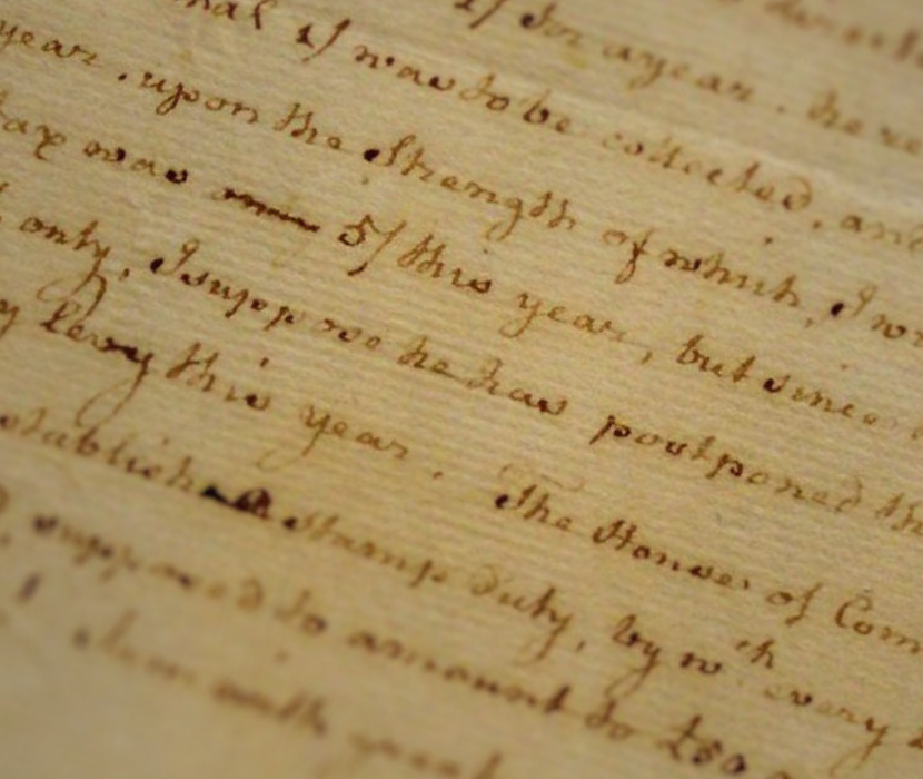 Detail from handwritten letter to James Madison about taxes in Virginia