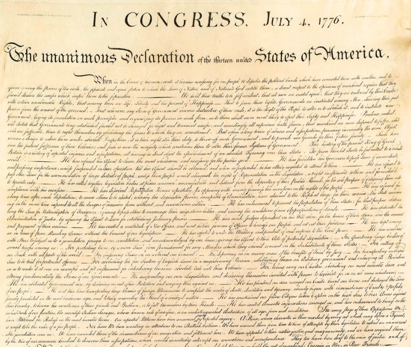 Detail of signatures to Declaration of Independence on a 1823 Facsimile engraving