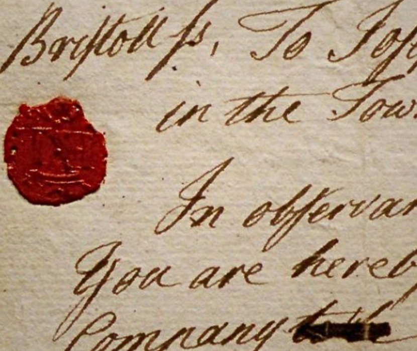 Detail from handwritten 1757 letter to Captain of a Military Foot Company