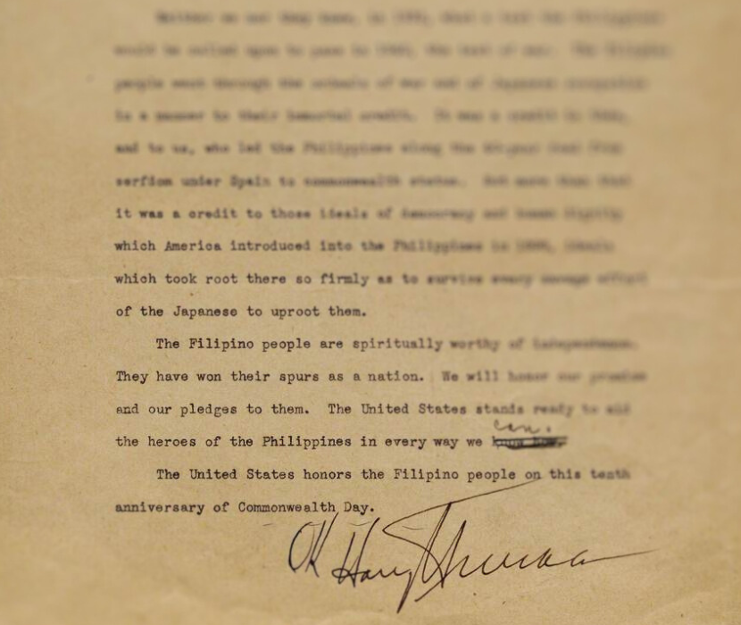 Truman memo on the Philippines.