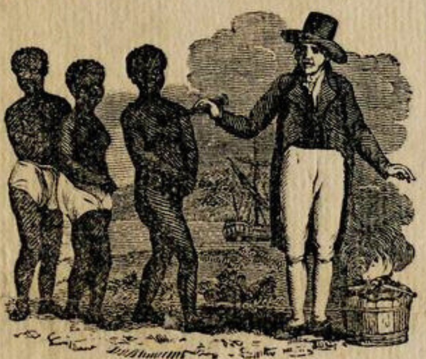 Detail from an 1805 Broadside depicting the branding of slaves