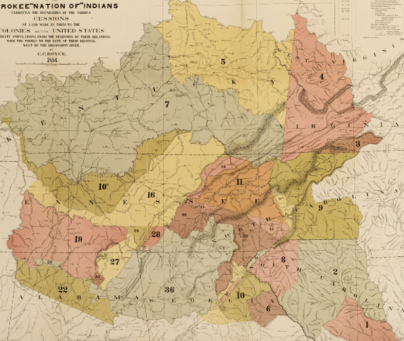 1884 Map showing Cherokee Nation Territory during the Early Republic (i.e. before forced removal)
