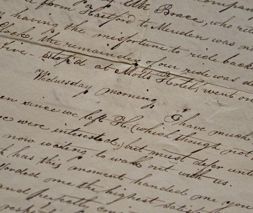 Detail from handwritten letter discussing the progress of a trip