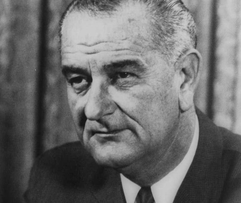 Black and white photograph of Lyndon Johnson