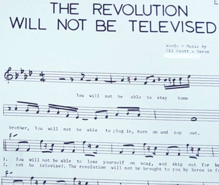 Sheet music for "The Revolution Will Not Be Televised" song.