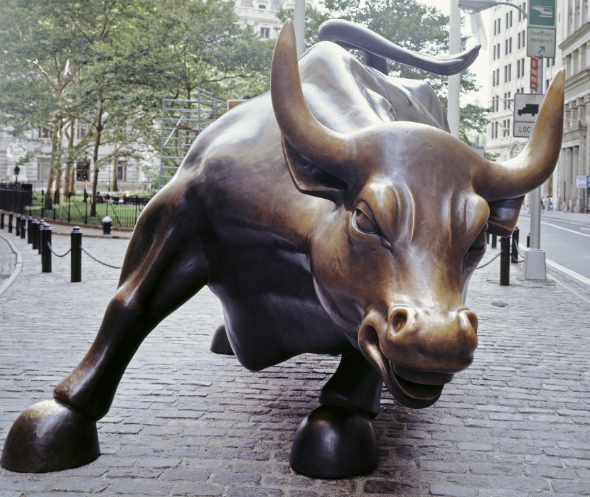 Photo of famous bull statue on Wall Street