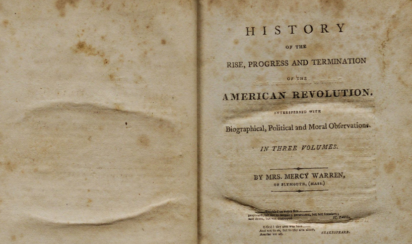 Title page from Mercy Otis Warren's history of the American Revolution