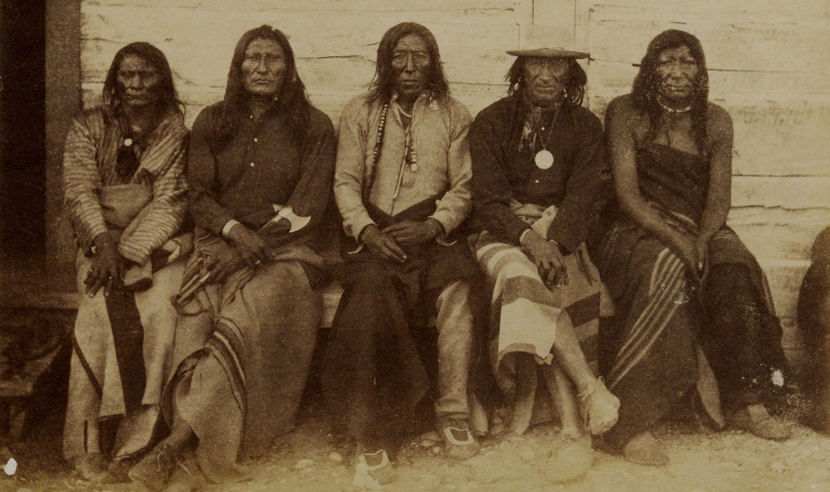 Group portrait of five Native American Men, 1871