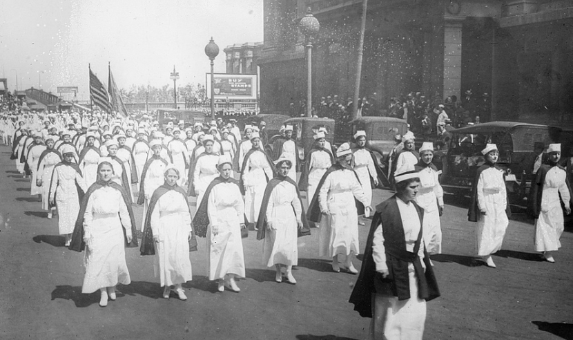 O.G. Lundberg, [Nurses parade, Chicago], Chicago Tribune, July 1918. Library of Congress