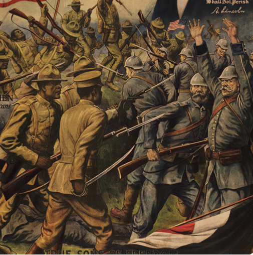The World at War (World War I propaganda poster of opposing sides in battle)