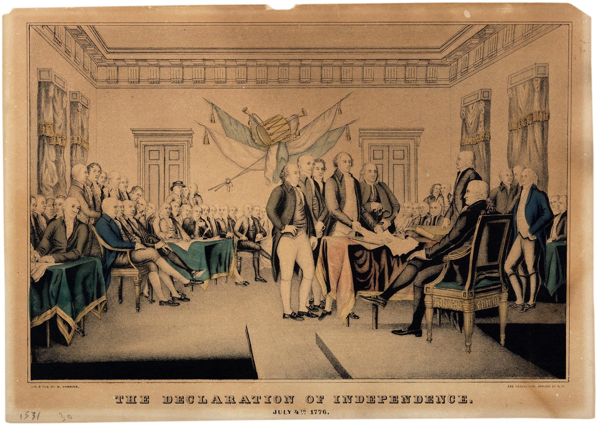 Nathaniel Currier, Presenting the Declaration of Independence, ca. 1850. (The Gilder Lehrman Institute, GLC10045)