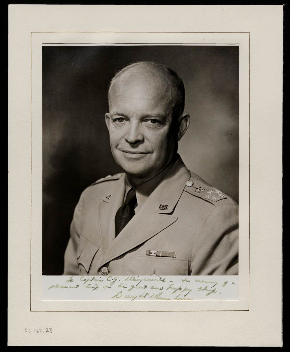 Autographed black and white photo of Dwight D. Eisenhower