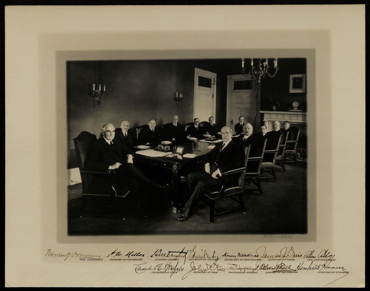 [Signed photograph of President Warren G. Harding and his cabinet ...