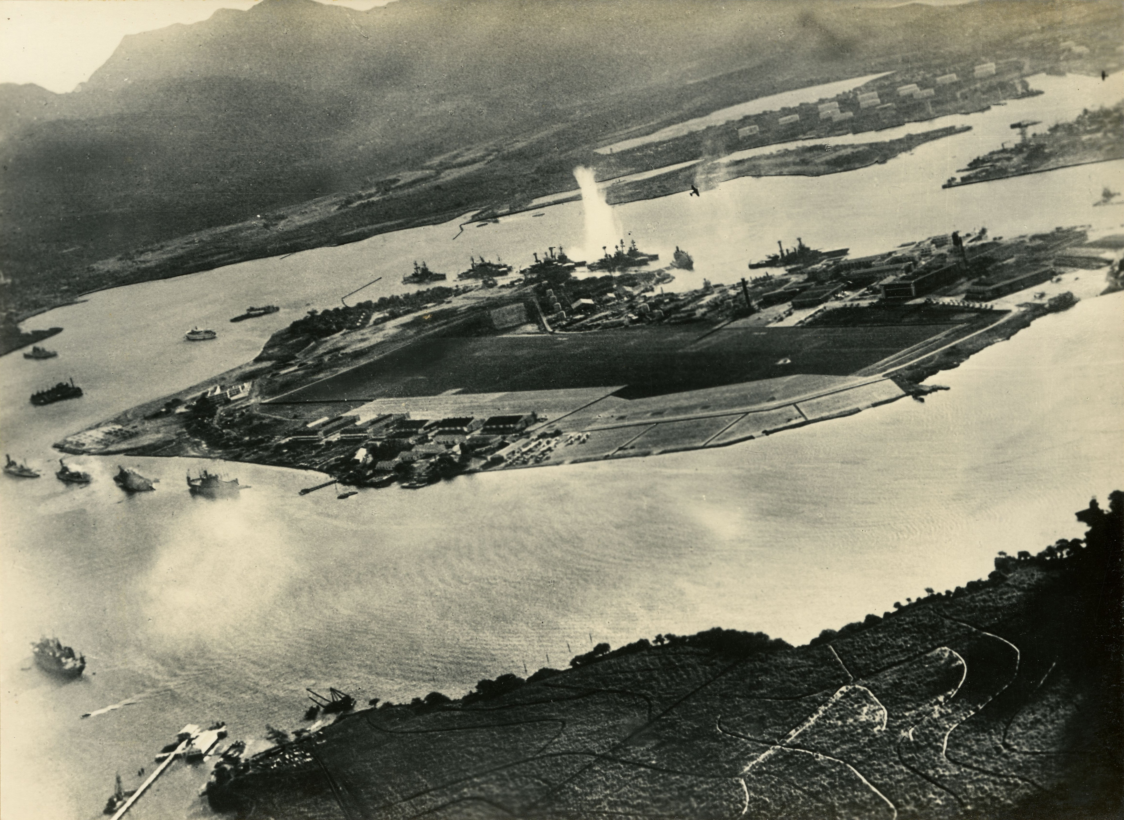 Bombardment of Pearl Harbor, December 7, 1941. (Gilder Lehrman Collection)