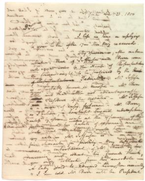 Alexander Hamilton to Harrison Gray Otis, December 23, 1800. (Gilder Lehrman Collection)