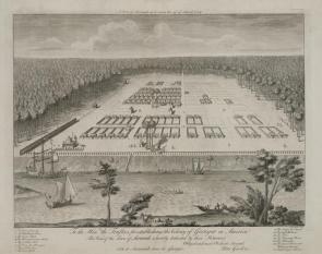 A view of Savanah [sic] as it stood the 29th of March, 1734, engraving by Pierre Fourdrinier after a drawing by Peter Gordon, London, 1735. (Library of Congress Prints and Photographs Division)
