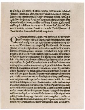 Christopher Columbus's letter to Ferdinand and Isabella, 1493. (The Gilder Lehrman Institute, GLC01427)