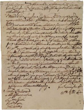 Agreement between Livingston and Kidd, and Blackham, 1696. (GLC03107.00239)