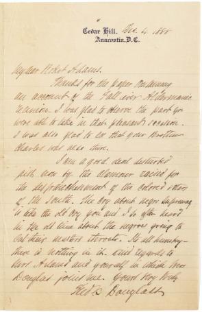 Frederick Douglass to Robert Adams, December 4, 1888. (Gilder Lehrman Collection)