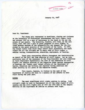 Robert F. Kennedy, [Report to President John F. Kennedy regarding civil rights],