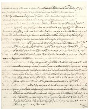 George Washington to Jonathan Trumbull Jr., July 21, 1799. (Gilder Lehrman Collection)
