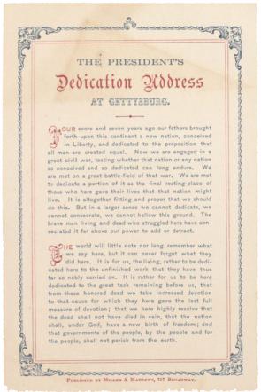 Abraham Lincoln, Gettysburg Address, November 19, 1863 (Gilder Lehrman Collection)