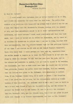 William Howard Taft to George Lorimer, October 10, 1922. ( GLC08052)